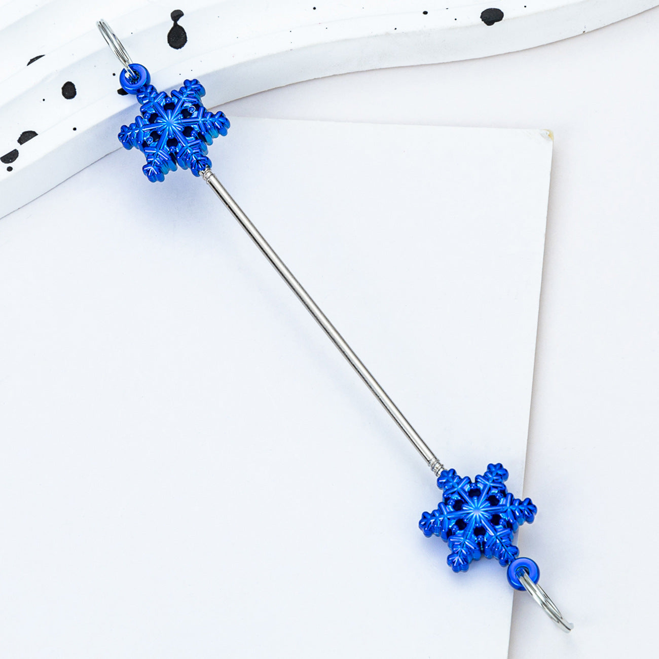 Wholesale DIY Christmas snowflake beaded keychain rod creative beaded keychain